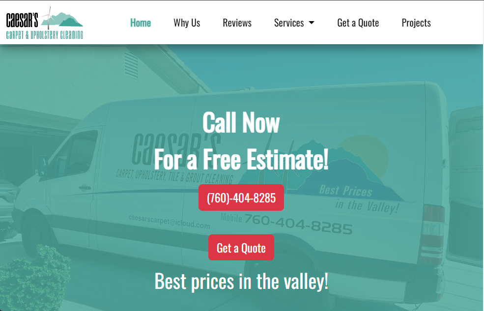 Professional service business website design for Caesar's Carpet Cleaning - Local SEO optimized website by The NovaLux Group