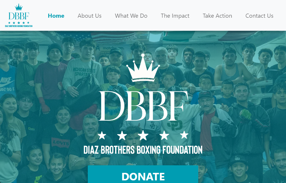 Custom website design for Diaz Brothers Boxing Foundation - Non-profit web design by The NovaLux Group Coachella Valley