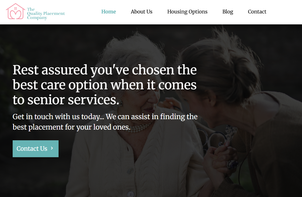 Professional healthcare website design for Quality Placement Company - Senior care web design Southern California